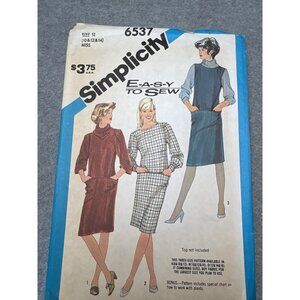 Vintage 1984 Simplicity 6537 Sewing Pattern Miss Size 10 12 14 Uncut
